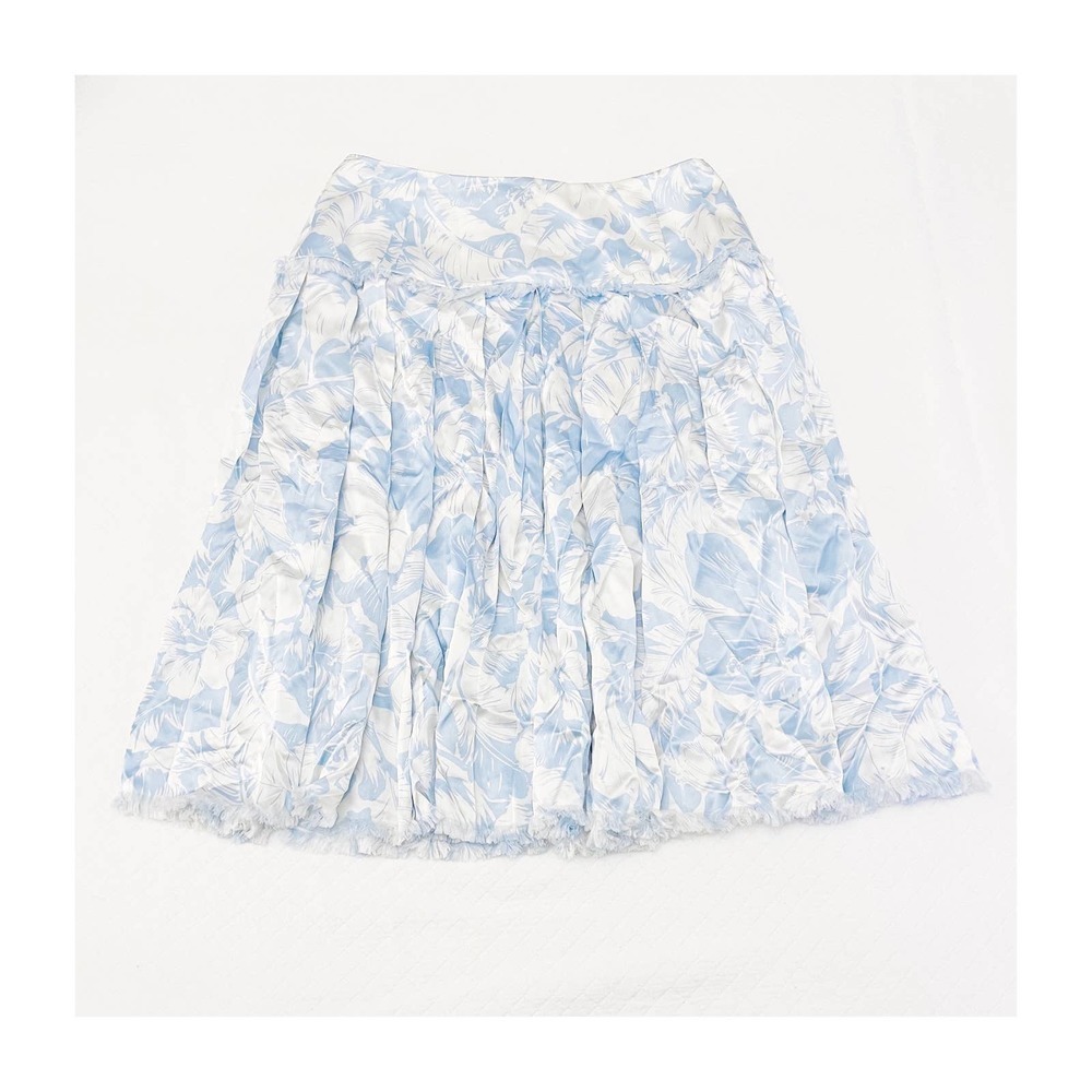 Carlisle Haiku Raw Hem Printed 100% Silk Flare Skirt NWT SZ6